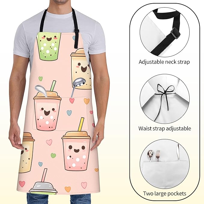 Fun Space Adventure Apron for Women with Rocket and Planet,28x33in