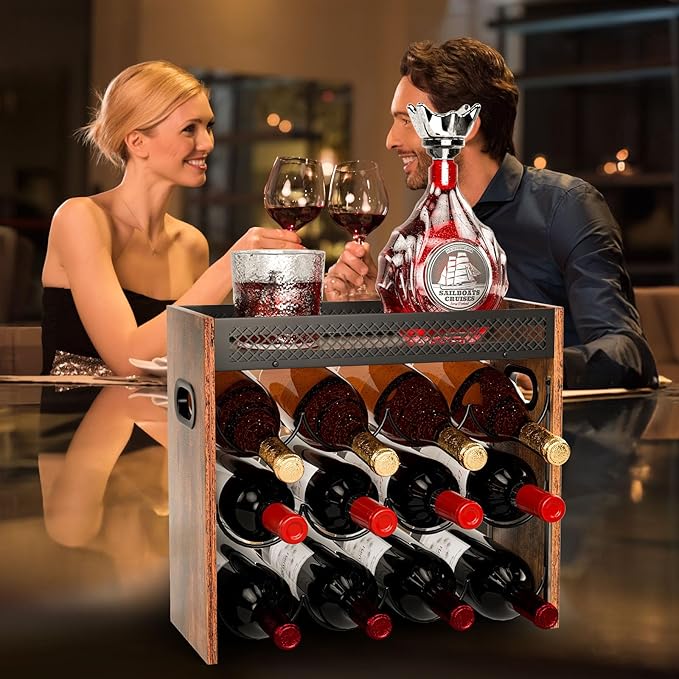 KLM 3-Tier Wine Rack, can Hold 12 Bottles.Suitable for Home Kitchens, Restaurants, Food Pantries, cabinets, and Bars.