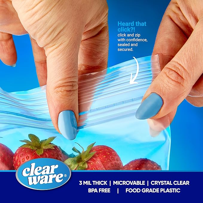 Gallon Freezer Bags, Double Zipper Seal - 100 Count, Thick Resealable Plastic storage Bags - Reusable Gallon Storage Bags for Food Storage, Meat, Vegetables, Fruit - Microwave-Safe, Zero BPA - 2 Boxes