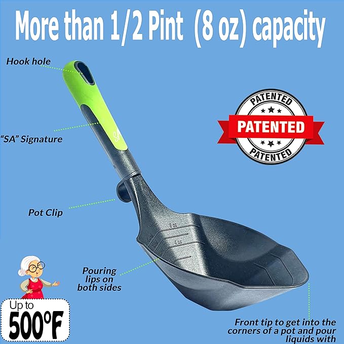 Supa Ant Canning Jar lifter and Canning Ladle Scoop Tools, Canning Supplies, ½-Pint Capacity 500F (Assembled in USA)