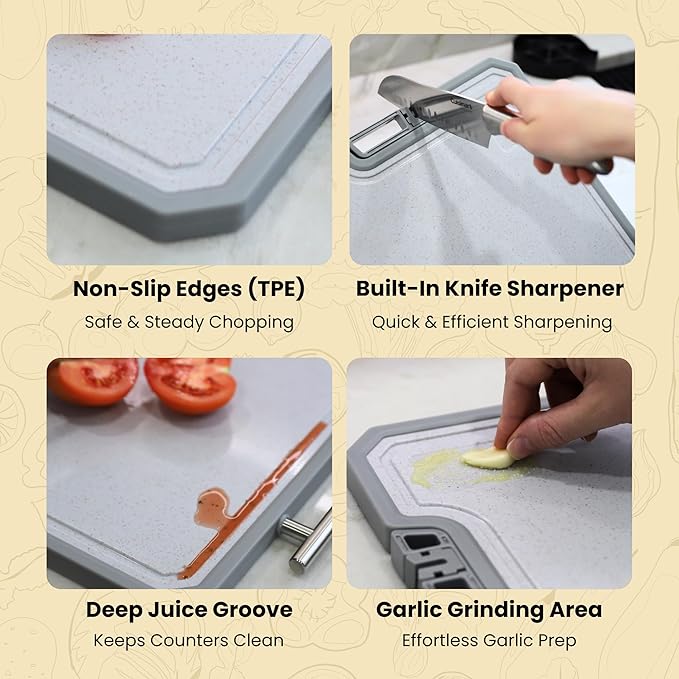 Nonstick Honeycomb Hybrid 11" Stainless Steel Wok with Lid + Medium 304 Steel Cutting Board Double Sided, Premium Kitchen Bundle
