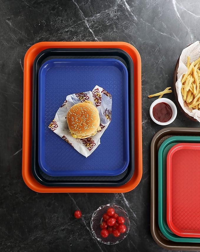 New Star Foodservice Fast Food Tray, Set of 12 (Green, 10 by 14 Inch)