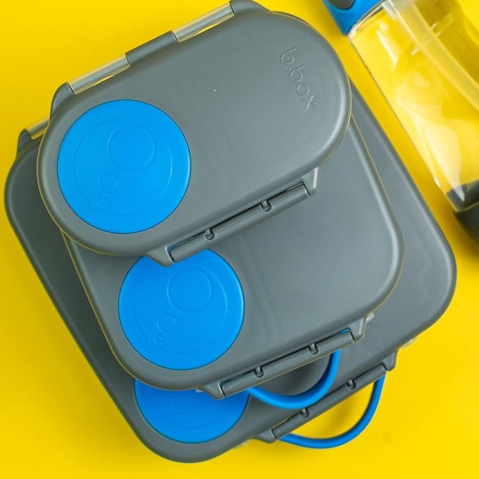 b.box Kids Lunch & Snack Containers. 3-Pack Set Includes Matching Oversized Bento Lunch Box, Mini Meal Boxes for Kids and Toddlers. School Supplies (Blue Slate)