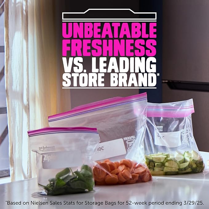 Ziploc Gallon Food Storage Bags, Stand-Up Bottom, Easy to Fill, 22 Count (Packaging May Vary)