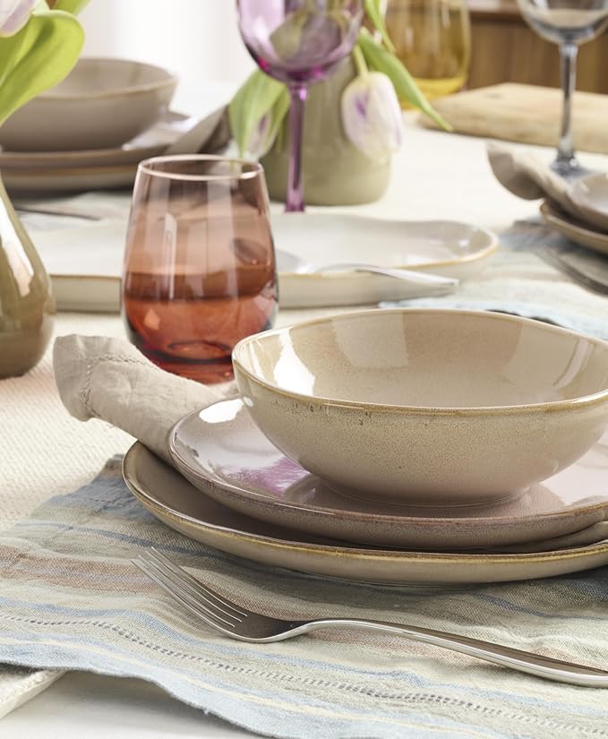 Oneida 897202 Organic Shades 12-Piece Dinnerware Set, Clay