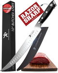 KITCHEN PERFECTION 10” Butcher Knife for Meat Cutting & Trimming-Ultra Sharp Cimeter Breaking Carving Knife with Sheath- Premium German Steel,Full Tang Ergonomic Handle -Perfect Grilling Gifts for Men