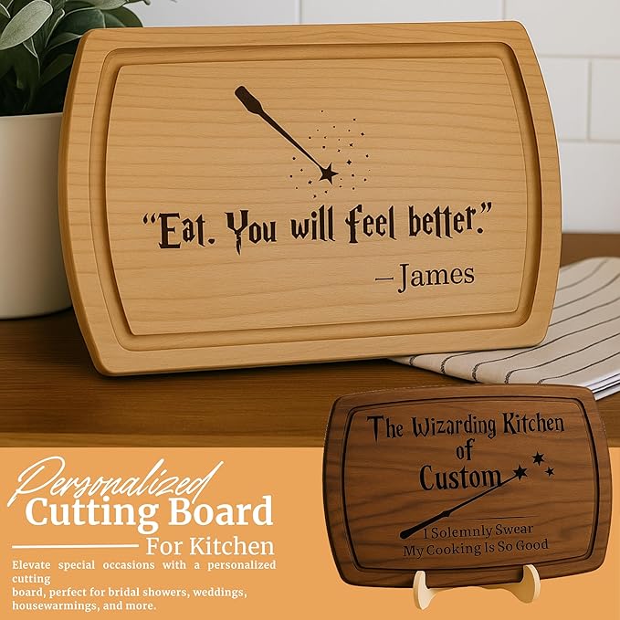 Personalized Wizard Kitchen Cutting Board Custom Engraved Wooden Charcuterie Board Funny Gift For Couples Handmade Charcuterie Tray Christmas Gift For Family Kitchen Decor Ideal For Holidays