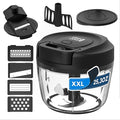 LEBENLANG Manual Food Processor & Onion Chopper - 26 OZ incl. Useful Acessory I BPA-Free I Manual Food Chopper with pull string for garlic & veggie chop I Food mincer vegetable cutter hand pull held