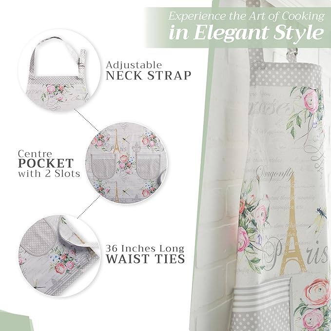 Maison d' Hermine 100% Cotton Apron for women with Pocket Kitchen Chef Apron for Men Cooking Gardening Server Waitress