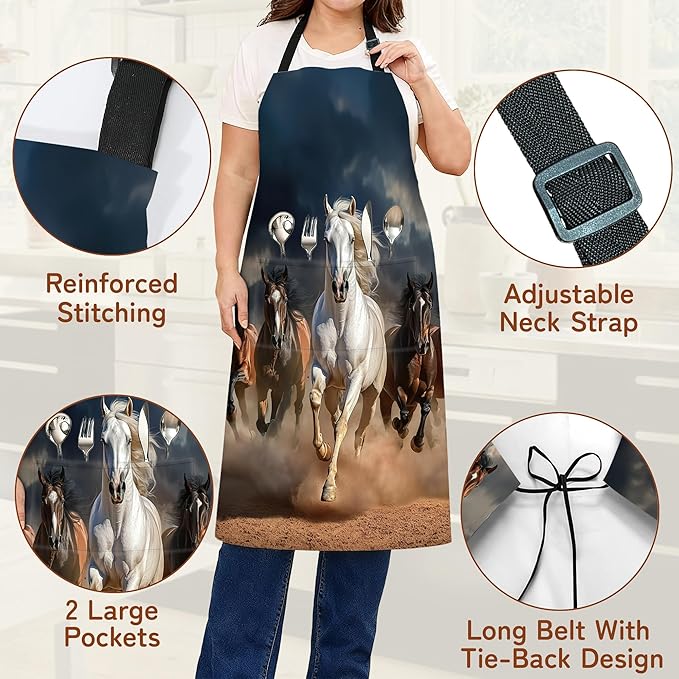 Cooking Aprons for Men and Women,Adjustable Bib Chef Apron with 2 Pockets, Soft and Durability Kitchen Apron
