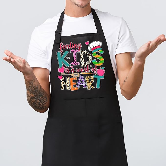 Funny Cafeteria Crew Aprons with Pockets, Cafeteria Worker Staff Appreciation Gifts