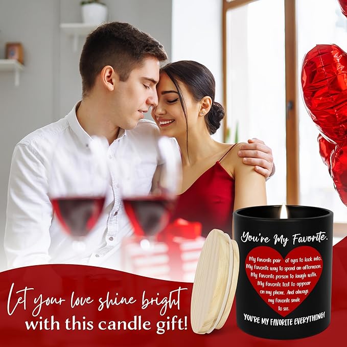 OASSIE Christmas Couple Gifts for Boyfriend Girlfriend - You're My Favorite Vanilla Lavender Candle 10 oz - Wedding Anniversary Couple Candle, Romantic Love Birthday Gifts for Him Her Husband Wife