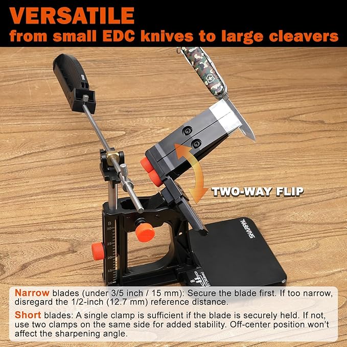 SHARPAL 202H Precision Knife Sharpening System–Adjustable Angle 10–35° Knife Sharpener Kit with 7 Abrasive Plates (Diamond 220/325/600/1000, Whetstone 3000/6000, Leather Strop) and Giftable Carry Case