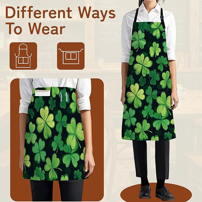 Cooking Aprons for Men and Women,Adjustable Bib Chef Apron with 2 Pockets, Soft and Durability Kitchen Apron