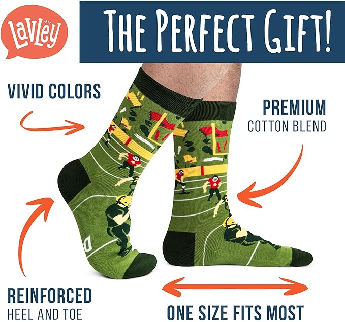 Lavley Funny Socks for Sports Fans and Players - Cool Novelty Gifts for Men, Women, & Teens