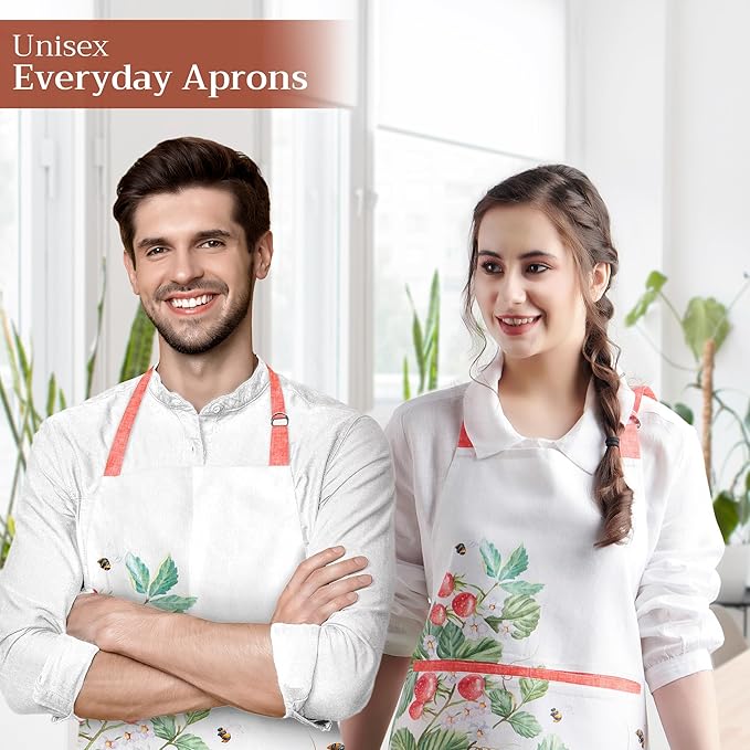 Maison d' Hermine 100% Cotton Apron for women with Pocket Kitchen Chef Apron for Men Cooking Gardening Server Waitress