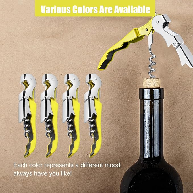 6 Pieces wine key wine opener Professional Waiter Corkscrews Stainless bottle opener Fold Serrated Foil Cutter Key for Family, Company Party,Bars,Restaurants(yellow)