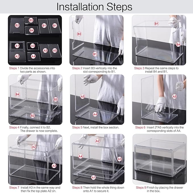 3 Packs Plastic Stackable Storage Drawers, DILIBRA Clear Storage Bins Organizer with Pull Out Drawer for Kitchen Cabinet Pantry Fridge Freezer Shelf Refrigerator Organization and Storage