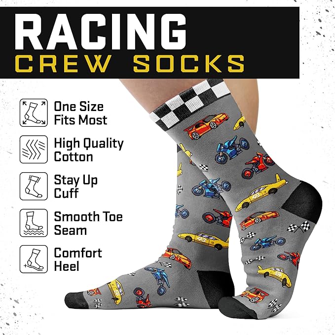 VICRAZY Racing Car, Sport Car Socks for Men, Women - Formula 1 Gifts, Racing Socks, Stocking Stuffers for Men, Women