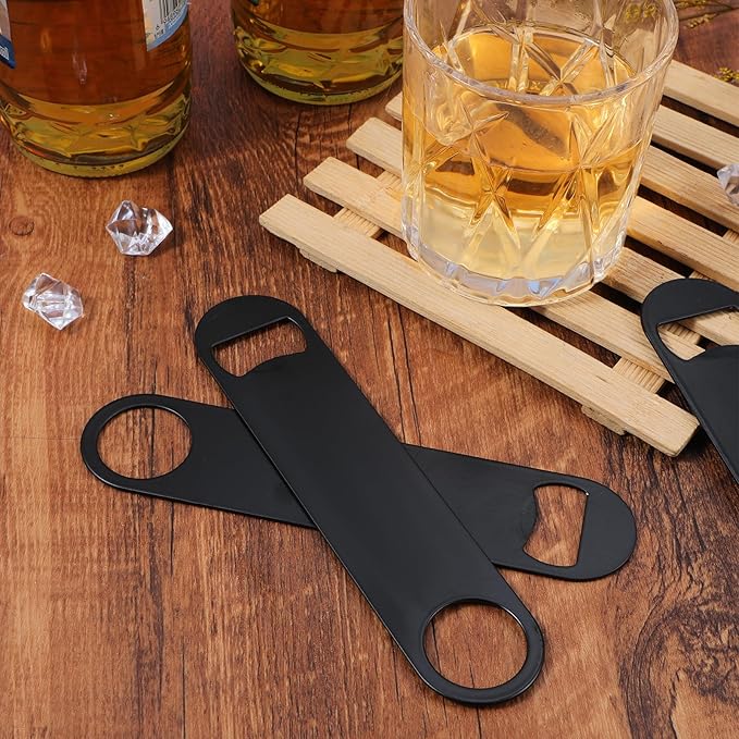 20 Pcs Flat Bottle Openers 7 Inch Stainless Steel Beer Bottle Openers Bulk, Black Speed Opener Beer Bottles Opener Bartender for Kitchen Bar Restaurant Party Supplies