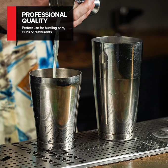 (2 Pack) Boston Cocktail Shaker, Drink Mixing Set (18oz & 28oz) Weighted Stainless Steel Shaker Tins, Cocktail & Martini Mixed Drink Shakers, Essential & Professional Bar Tools For Bartending