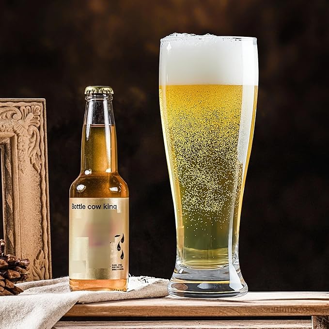 Beer Glasses Set of 6 14oz Pint Glasses Tall Beer Cups Drinking Glasses for Cold Beverages Classic Beer Drinking Glasses Set for Party