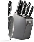 Damascus Kitchen Knife Sets, 9 Pieces Kitchen Knives Set with Block, ABS Ergonomic Handle for Chef Knife Set, Knife Sharpener and Kitchen Shears, Knife Block Set