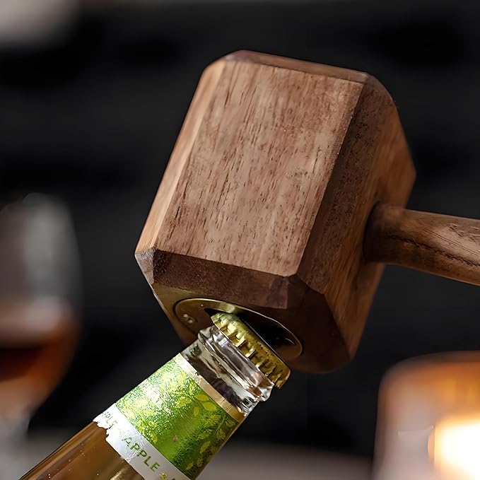 Wooden hammer bottle opener with magnetic, Bottle opener, Beer bottle opener for men, dad or friend