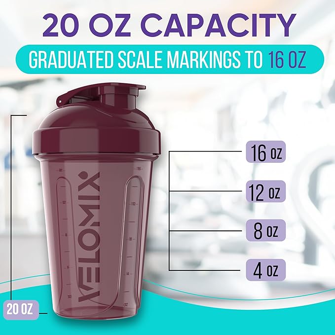 VELOMIX -6 PACK- Shaker Cups for Protein Shakes 20 oz - 6x Wire Whisk | Leak Proof Protein Shaker Bottle for Protein Shakes, Shaker Bottle Pack for Pre & Post Workout, Shaker Cup (Mood Tones)