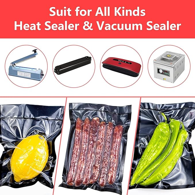 CANLENPK 4x8 Inch/10x20cm Small Black Back and Clear Front Vacuum Sealer Bags,Food Storage Bag,Seal Meal Snack Fruit Nut,Boil Steam Heat Freeze,Commercial Grade Heavy Duty Sealable Bags (100PCS, Black Back)