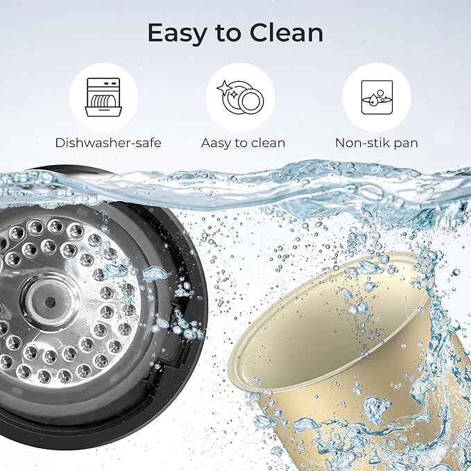 TOKIT Rice Cooker 3 Cup Uncooked/6 Cup Cooked, Nonstick Inner Pot Ceramic Rice Cooker Small,24H Timer Delay & Keep Warm, Portable 9 Preset Functions for Brown Rice, Steam, Soup, Black