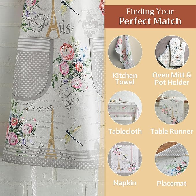 Maison d' Hermine 100% Cotton Apron for women with Pocket Kitchen Chef Apron for Men Cooking Gardening Server Waitress