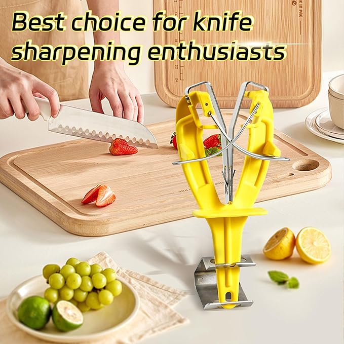 Stainless Steel Knife Sharpener Tool with Bracket, Maintenance Sharpening Tool for Kitchen Abattoirs Knives Helps Repair Sharpens, Hones, Polishes Blades