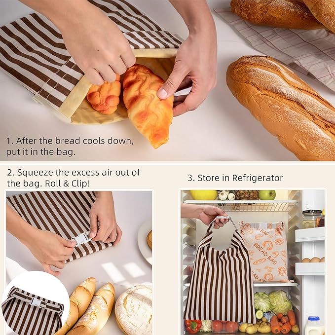 Beeswax Bread Bags for Homemade Bread,Reusable Beeswax Bags for Sourdough,Cotton Linen Food Storage Bag to Keep Fresh - Extra Large 2 Pack