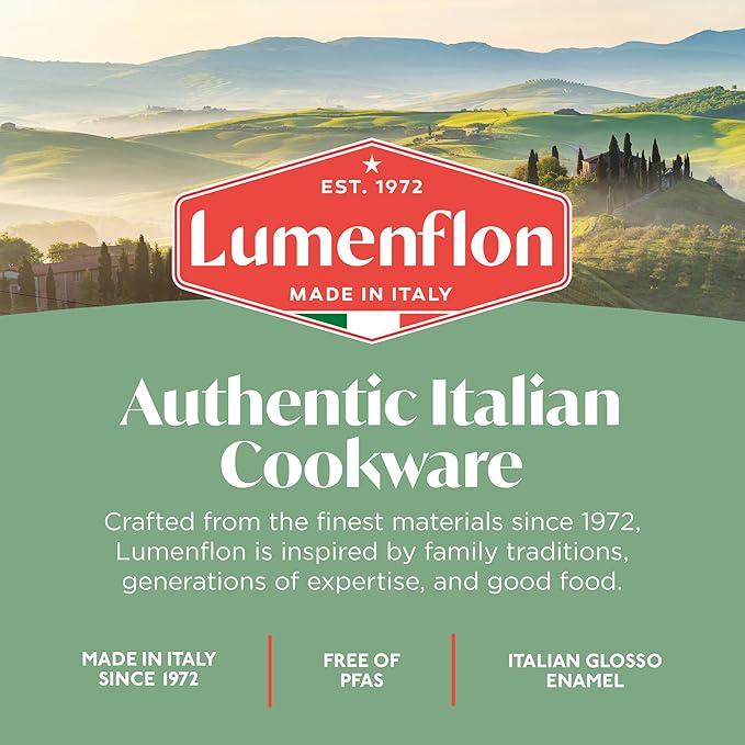 Deco 9.5” Nonstick Frying Pan Skillet, Made in Italy, Diamond Ceramic PFAS-Free, Dishwasher & Metal Utensil Safe, Durable Gloss Enamel Finish, Stay-Cool Handle, High Walls-Extra Room, Taupe