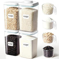 Pop Food Storage Container Airtight Rice Containers with Pop Lid & 130ml Scoop, 4L / 4.2QT *4Pcs BPA-Free Cereal, Flour, Pasta & Snack Container for Kitchen Pantry Organizer