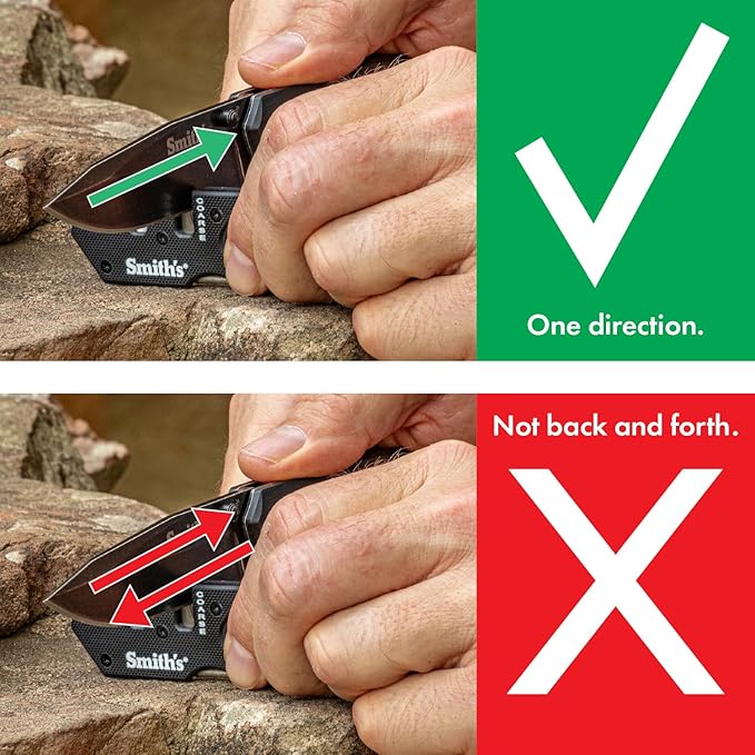 Smith’s Pocket Pal Tactical Knife Sharpener - 2 Stage Sharpener & Diamond Sharpening Rod - Pocket Clip - Outdoor Hunting Knife & Hook Sharpener - Compact & Lightweight