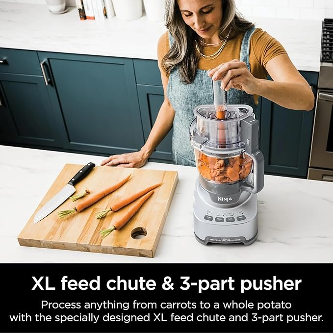 Ninja® Professional XL Food Processor – Powerful 1200-Watt Motor, XL 14-Cup Capacity, Auto-iQ Preset Programs, Precision Blades, Dough Mixer & Slicer, BPA-Free, Dishwasher Safe Parts, Silver/Black