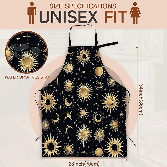 Kitchen Apron with Pocket,Waterproof Adjustable Neck and Long Ties, Cooking Baking Gardening Painting Apron for Women