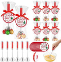 12 Pack Christmas Whisk Gifts Set Bulk Christmas Baking Set Includes Stainless Steel Whisk Xmas Greeting Cards Red Ribbons Clear Plastic Bags for Xmas Kitchen Gifts Cooking Baking Supplies