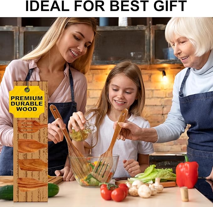 Best Acacia Wood Spatula for Cooking Non Toxic Wooden Kitchen Utensil Set Flat Slotted Turner Spatulas Spoon Scraper Spurtles Kitchen Tools Nonstick Bamboo Cooking Utensils Thin Egg Flipper Spatula