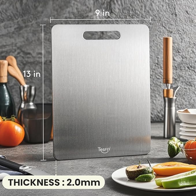2 Pack Titanium Cutting Board-100% Pure Titanium Cutting Boards For Kitche,Easy to clean, Double-sided food-grade Cutting Board For Meats, Fruits And Vegetables (13 * 9)