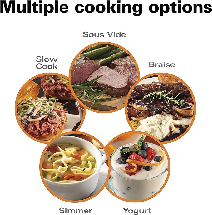 Hamilton Beach Portable 6 Quart Set & Forget Digital Programmable Slow Cooker with Lid Lock, Temperature Probe, Dishwasher Safe Crock & Lid, Black Stainless (33866)