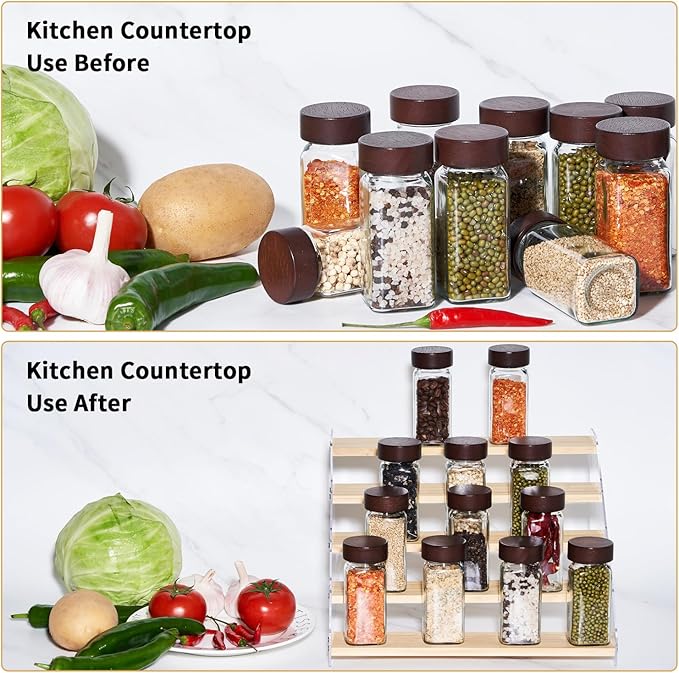 Kitchen Cabinet Organizer,5 Tiered Wooden Spice Rack Organizer for Cabinet,Perfect for Kitchen Countertops & Pantry Storage,Ideal for Home Cooks & Organized Kitchens(5 Tier)