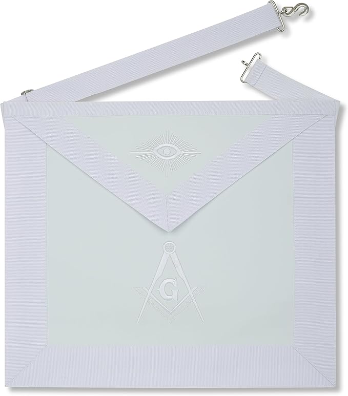 Premium Lambskin Masonic Master Mason White Embroidered Apron White Ribbon Handcrafted