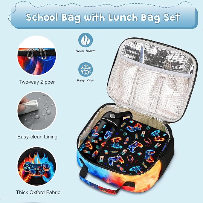 Bevalsa Kids Bento Lunch Box with 6 Compartment, Stainless Steel Metal Water Bottle, Insulated Bag & Utensils, BPA-Free Leakproof Food Container for School Boys Girls, Back To School Gift