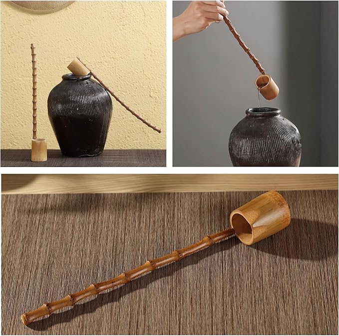 Bamboo Wine Ladle, Tea Ceremony Long Handle Serving Spoon Dipper Ladle Kitchen Tool,Bamboo Root Handmade Spoon for Home & Tea House