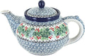Blue Rose Polish Pottery - Blue Noelle Medium Teapot - 4 Cup Capacity - Ceramic Holiday Teapot, Festive Christmas Design for Serving Tea, Coffee or Hot Cocoa