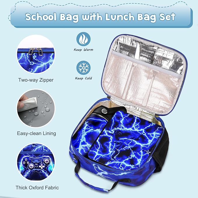 Bevalsa Kids Bento Lunch Box with 6 Compartment, Stainless Steel Metal Water Bottle, Insulated Bag & Utensils, BPA-Free Leakproof Food Container for School Boys Girls, Back To School Gift