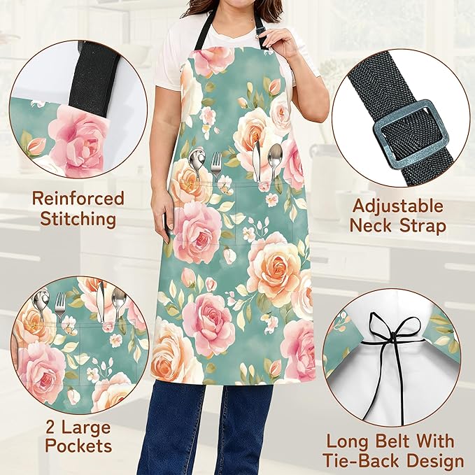 Adjustable Kitchen Apron with Pockets for Women and Men,Soft Chef Apron for Cooking, BBQ, and Grill